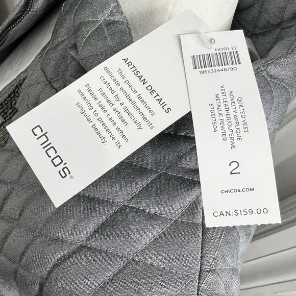 Chico’s Embellished Quilted Vest | Size L 12 - Picture 8 of 9